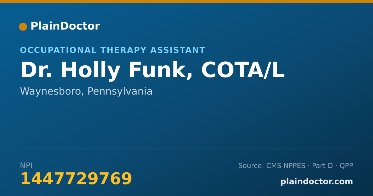 Shareable card for Holly Funk, COTA/L - Occupational Therapy Assistant, Waynesboro, PA
