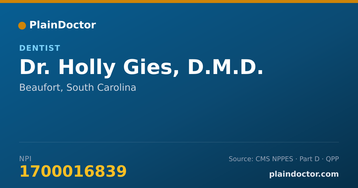 Shareable card for Holly Gies, D.M.D. - Dentist, Beaufort, SC