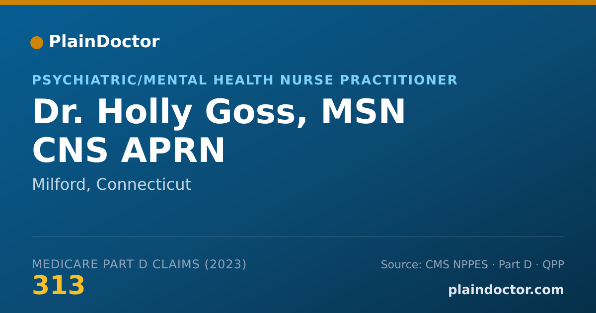 Shareable card for Holly Goss, MSN CNS APRN - Psychiatric/Mental Health Nurse Practitioner, Milford, CT