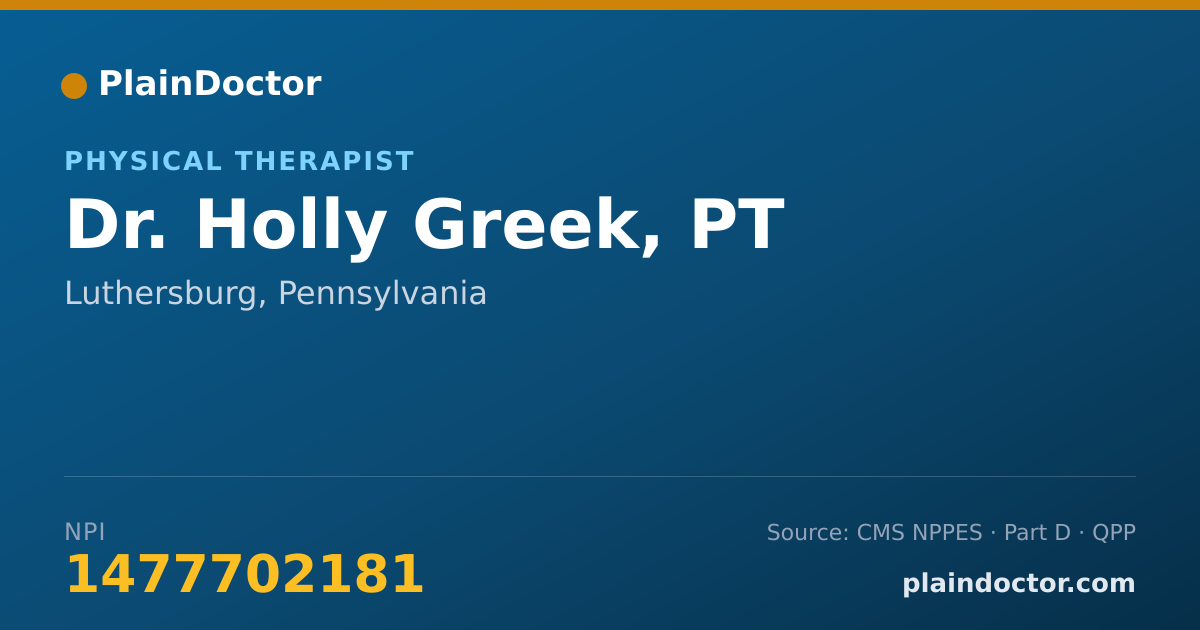 Shareable card for Holly Greek, PT - Physical Therapist, Luthersburg, PA