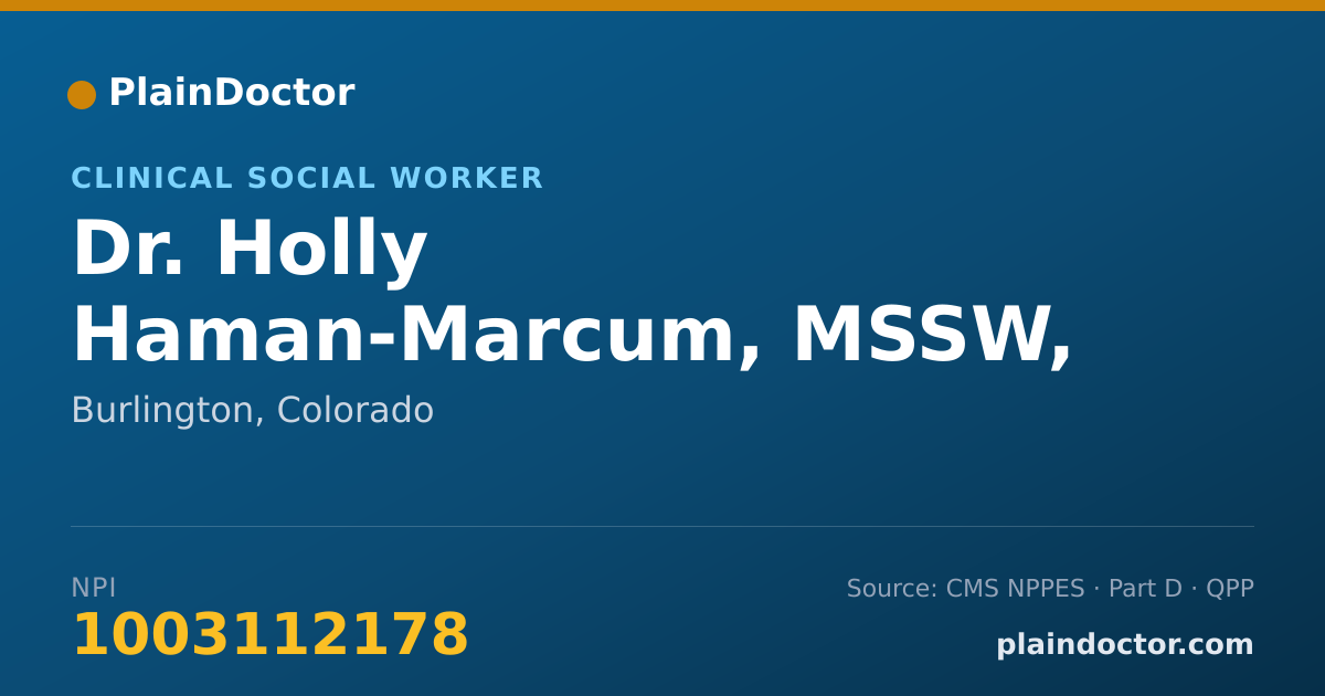Shareable card for Holly Haman-Marcum, MSSW, LCSW - Clinical Social Worker, Burlington, CO