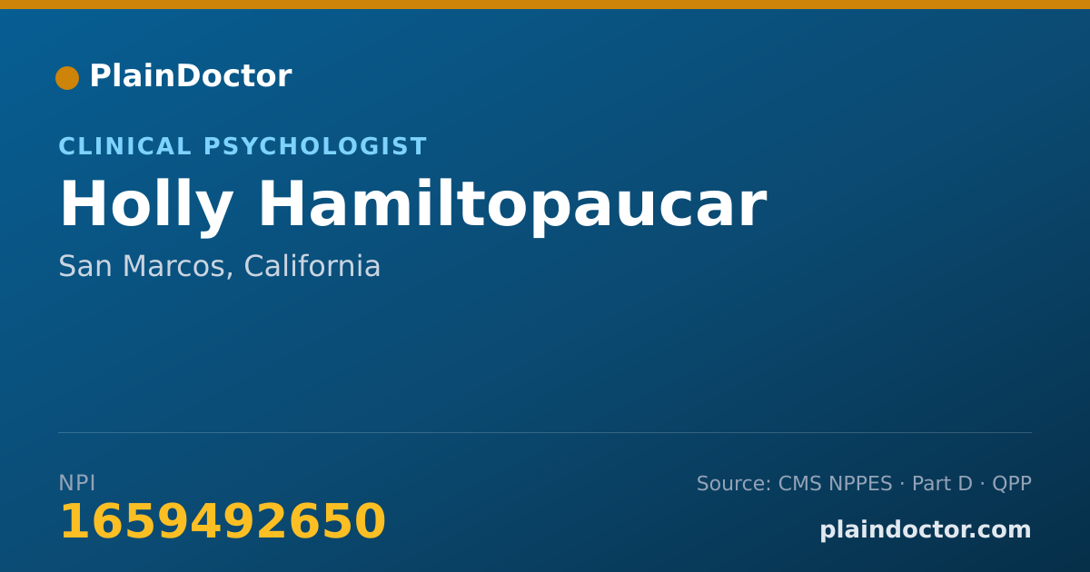 Shareable card for Holly Hamiltopaucar - Clinical Psychologist, San Marcos, CA