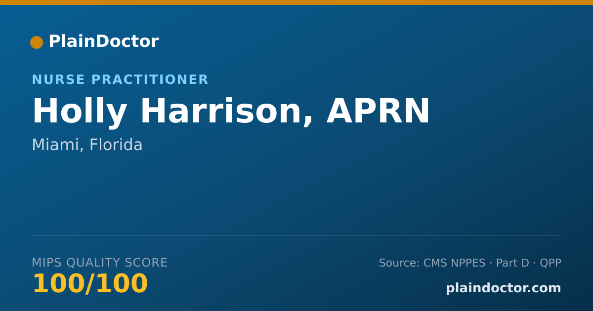 Shareable card for Holly Harrison, APRN - Nurse Practitioner, Miami, FL