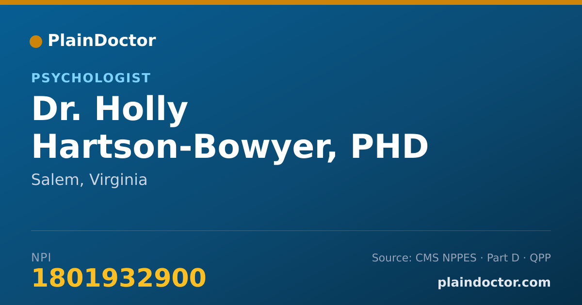 Shareable card for Holly Hartson-Bowyer, PHD - Psychologist, Salem, VA