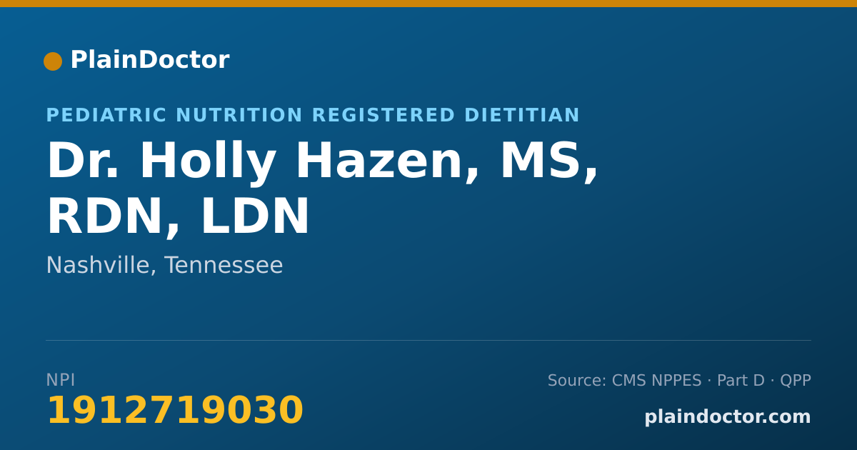 Shareable card for Holly Hazen, MS, RDN, LDN - Pediatric Nutrition Registered Dietitian, Nashville, TN