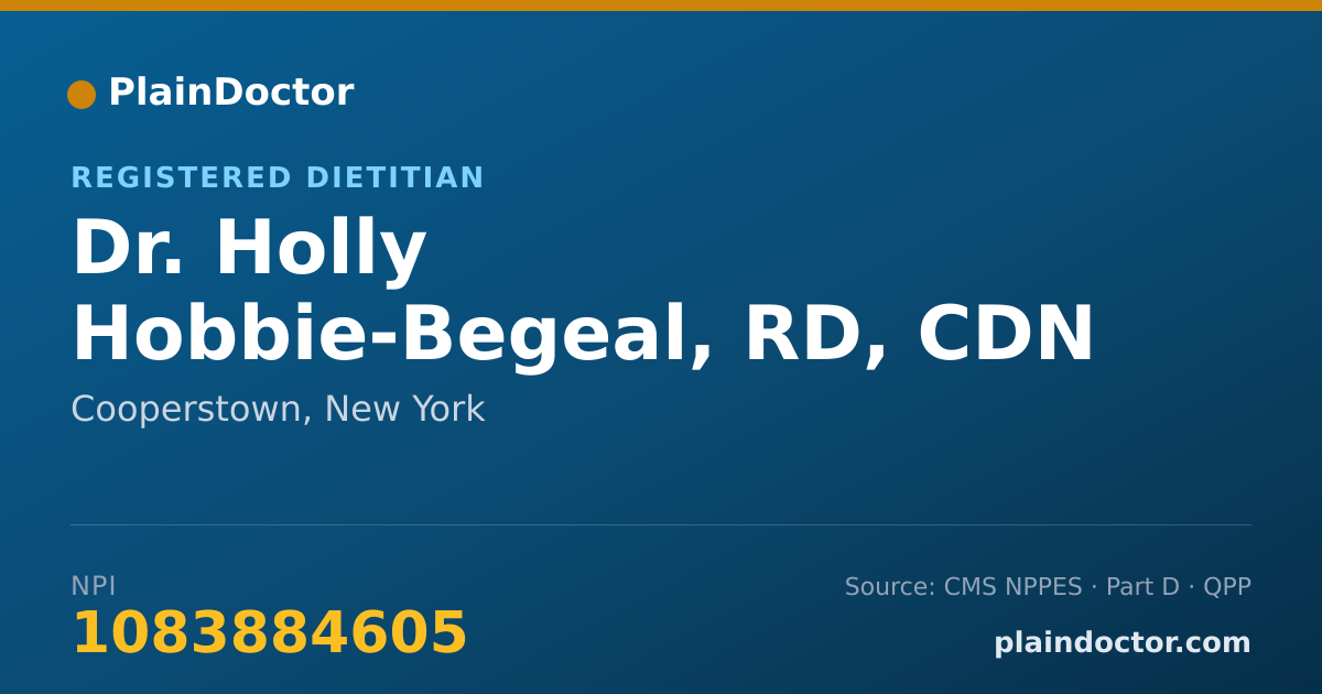 Shareable card for Holly Hobbie-Begeal, RD, CDN - Registered Dietitian, Cooperstown, NY