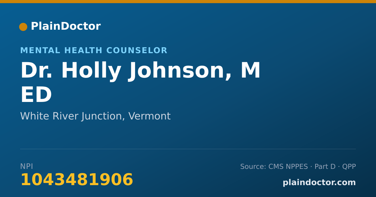 Shareable card for Holly Johnson, M ED - Mental Health Counselor, White River Junction, VT