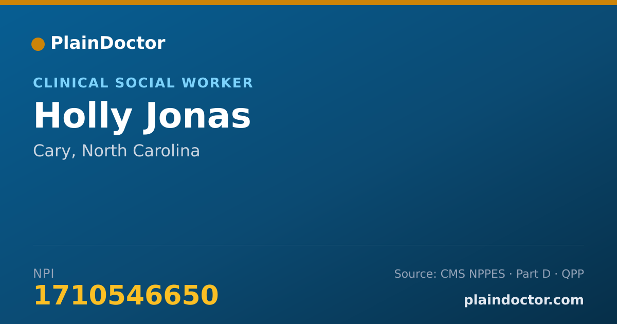 Shareable card for Holly Jonas - Clinical Social Worker, Cary, NC