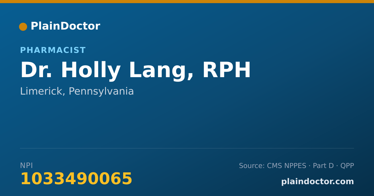 Shareable card for Holly Lang, RPH - Pharmacist, Limerick, PA