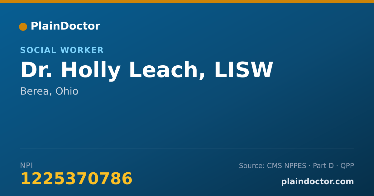 Shareable card for Holly Leach, LISW - Social Worker, Berea, OH