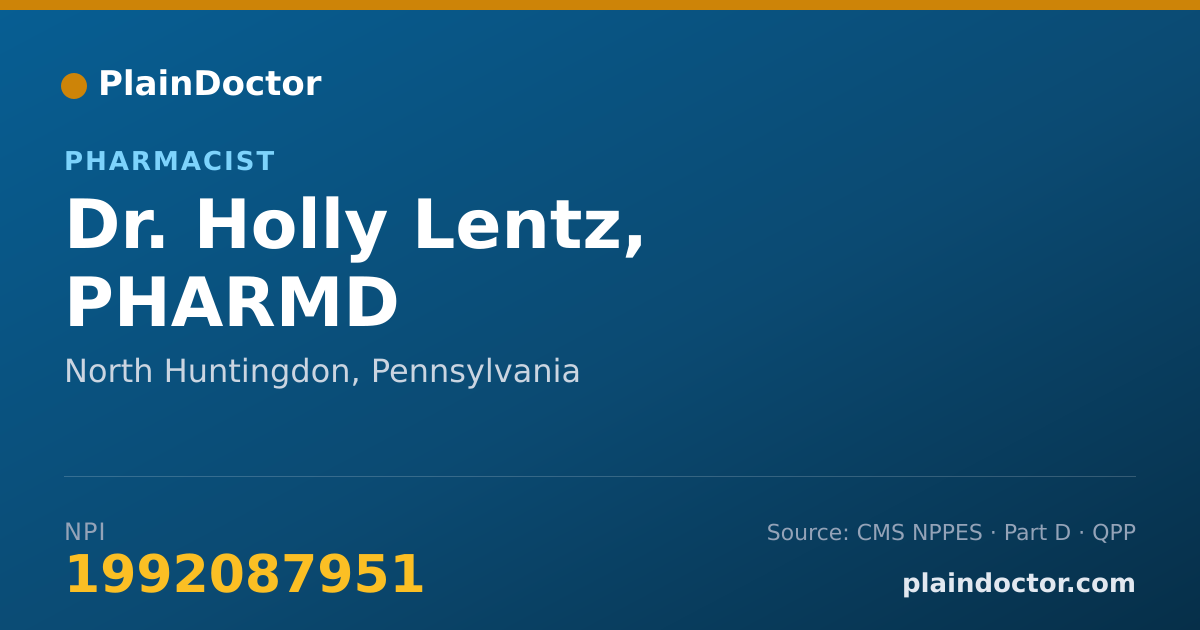 Shareable card for Holly Lentz, PHARMD - Pharmacist, North Huntingdon, PA
