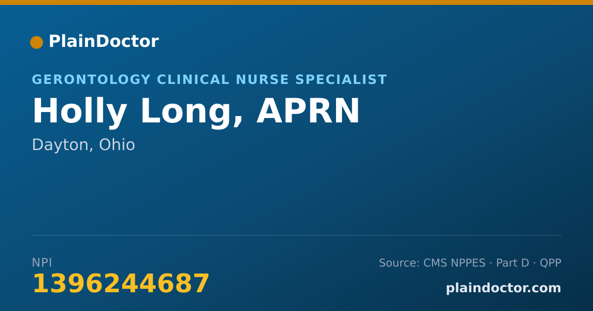 Shareable card for Holly Long, APRN - Gerontology Clinical Nurse Specialist, Dayton, OH