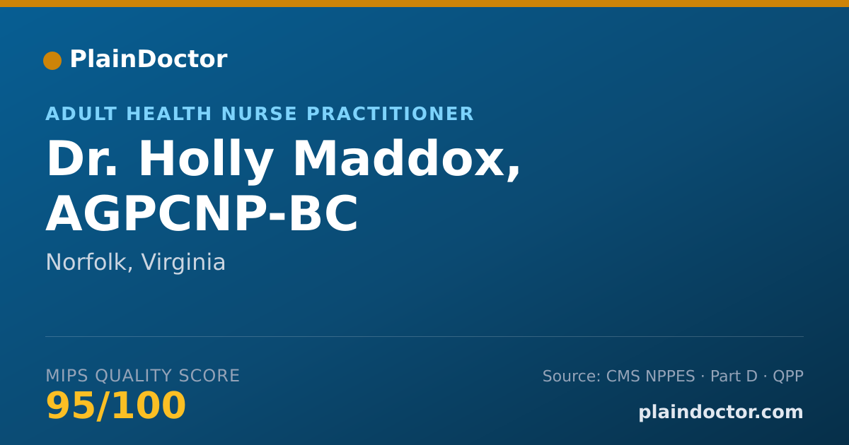 Shareable card for Holly Maddox, AGPCNP-BC - Adult Health Nurse Practitioner, Norfolk, VA