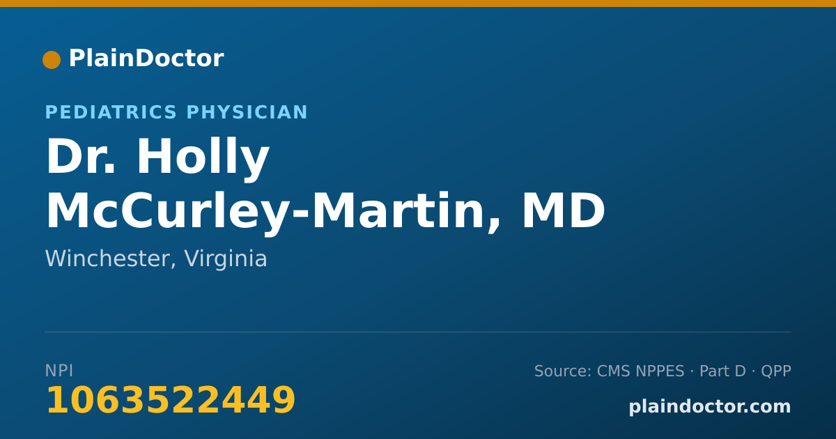 Shareable card for Holly McCurley-Martin, MD - Pediatrics Physician, Winchester, VA