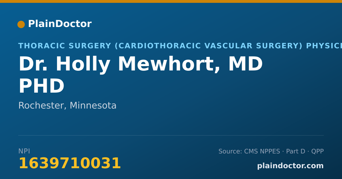 Shareable card for Holly Mewhort, MD PHD - Thoracic Surgery (Cardiothoracic Vascular Surgery) Physician, Rochester, MN