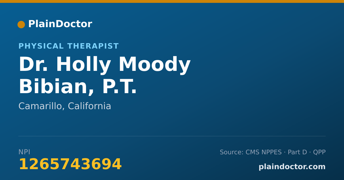 Shareable card for Holly Moody Bibian, P.T. - Physical Therapist, Camarillo, CA