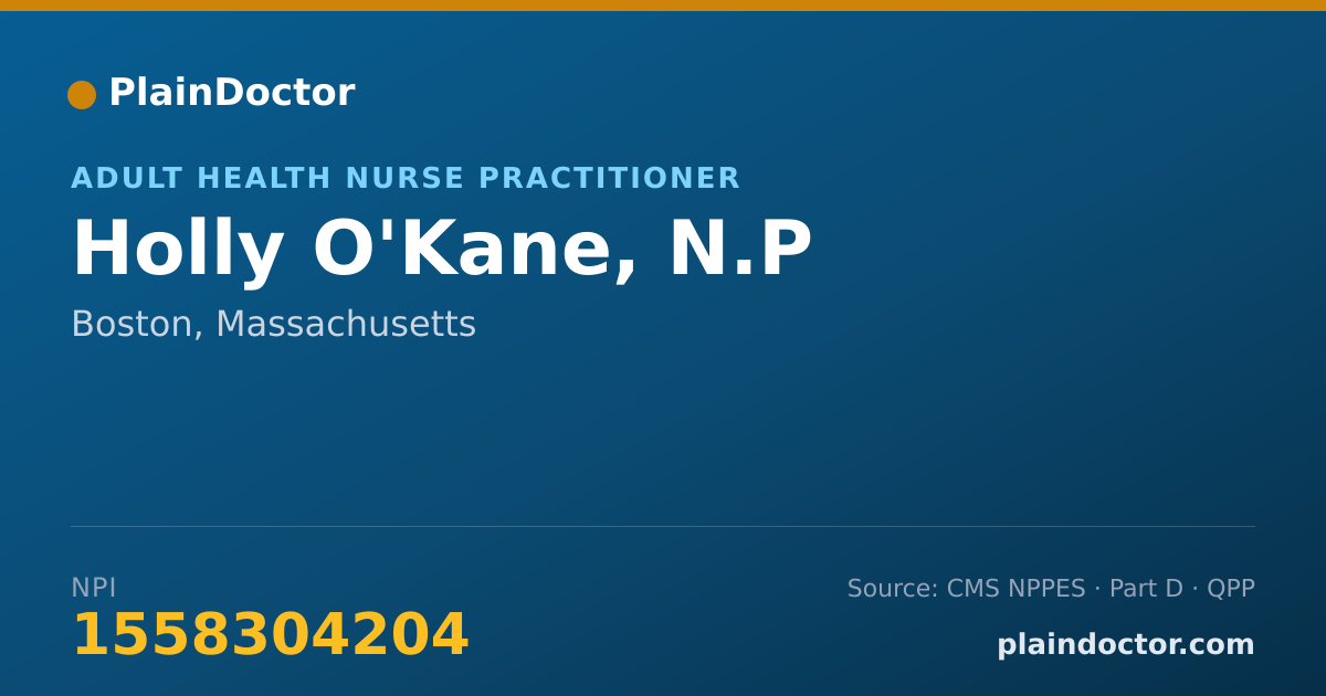 Shareable card for Holly O'Kane, N.P - Adult Health Nurse Practitioner, Boston, MA