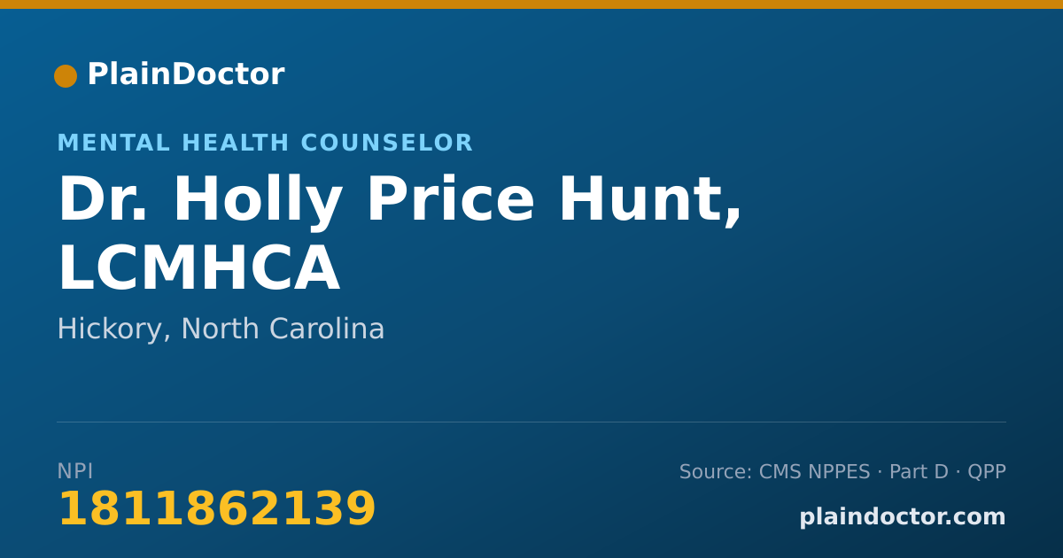 Shareable card for Holly Price Hunt, LCMHCA - Mental Health Counselor, Hickory, NC