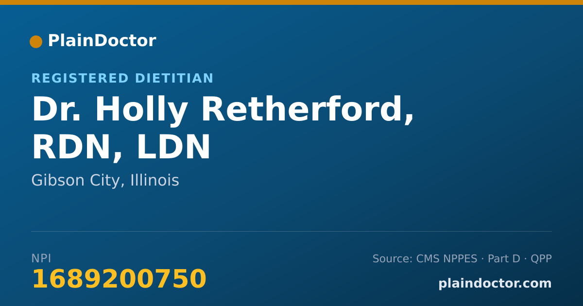 Shareable card for Holly Retherford, RDN, LDN - Registered Dietitian, Gibson City, IL