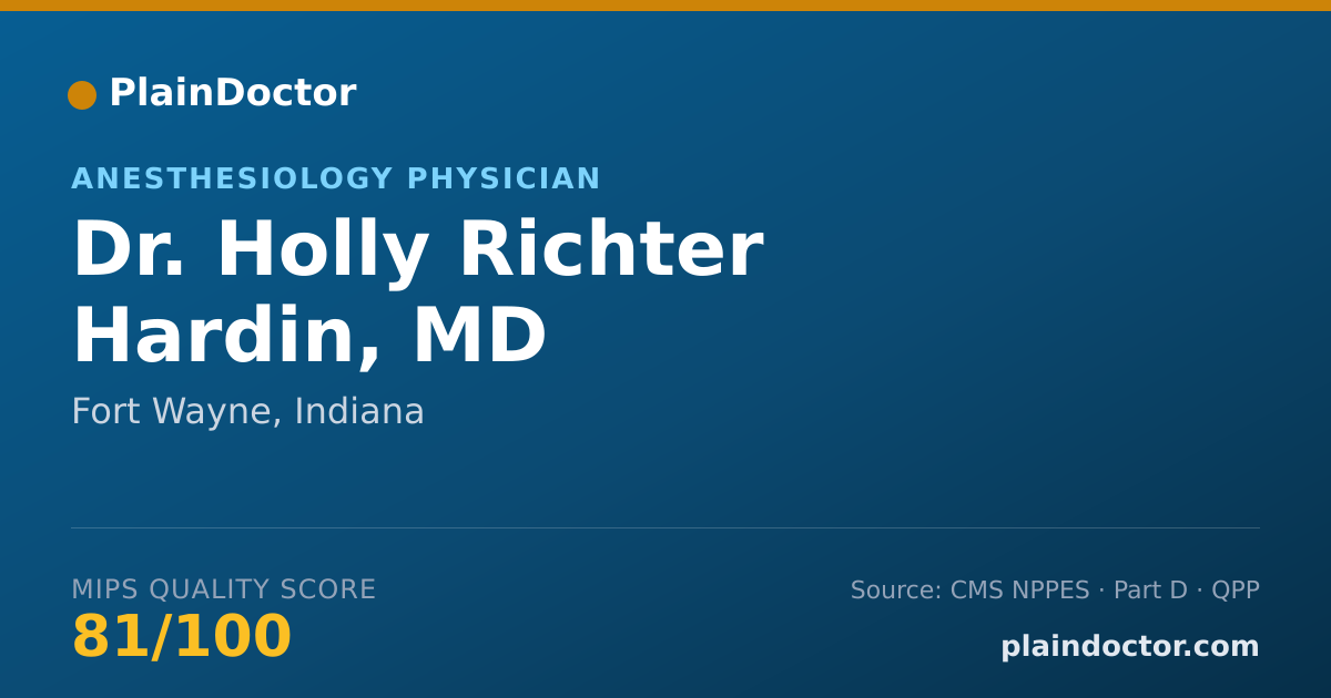 Shareable card for Holly Richter Hardin, MD - Anesthesiology Physician, Fort Wayne, IN