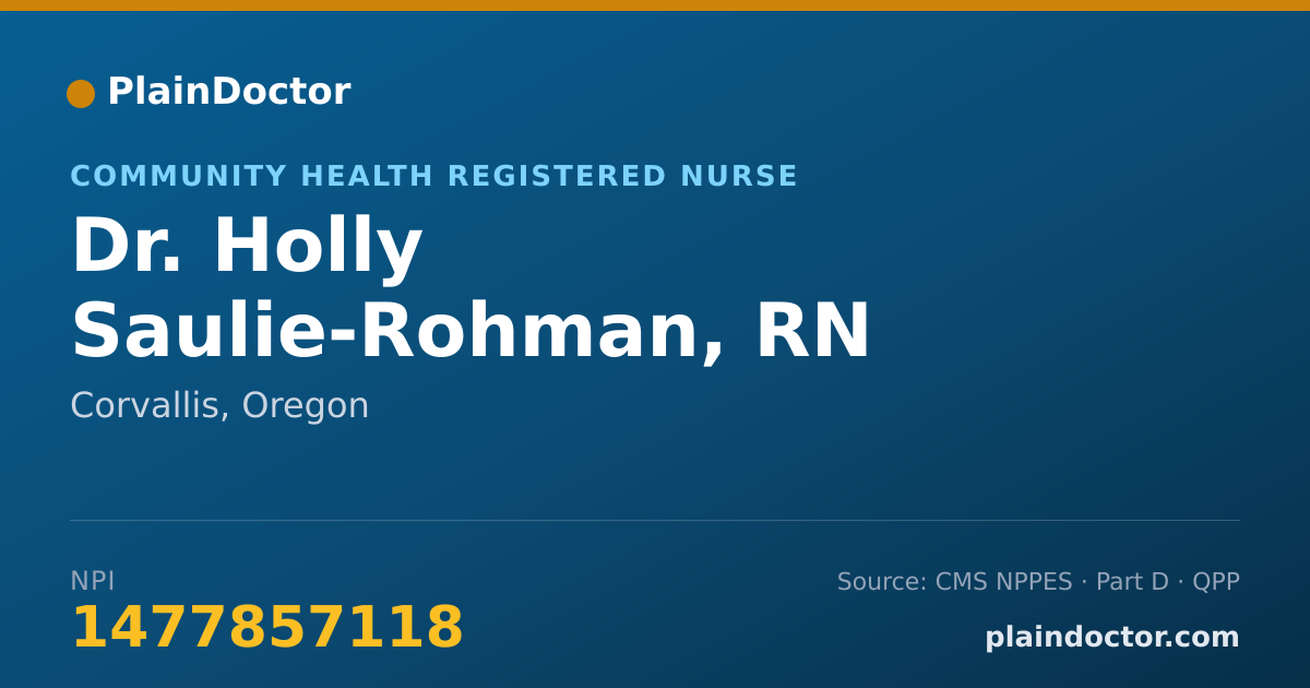 Shareable card for Holly Saulie-Rohman, RN - Community Health Registered Nurse, Corvallis, OR