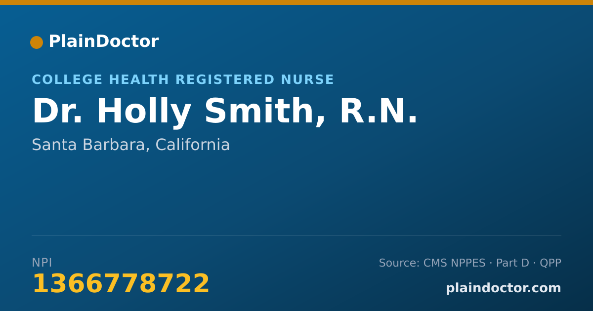 Shareable card for Holly Smith, R.N. - College Health Registered Nurse, Santa Barbara, CA