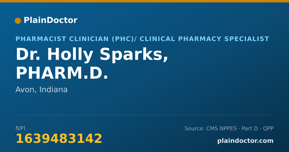 Shareable card for Holly Sparks, PHARM.D. - Pharmacist Clinician (PhC)/ Clinical Pharmacy Specialist, Avon, IN