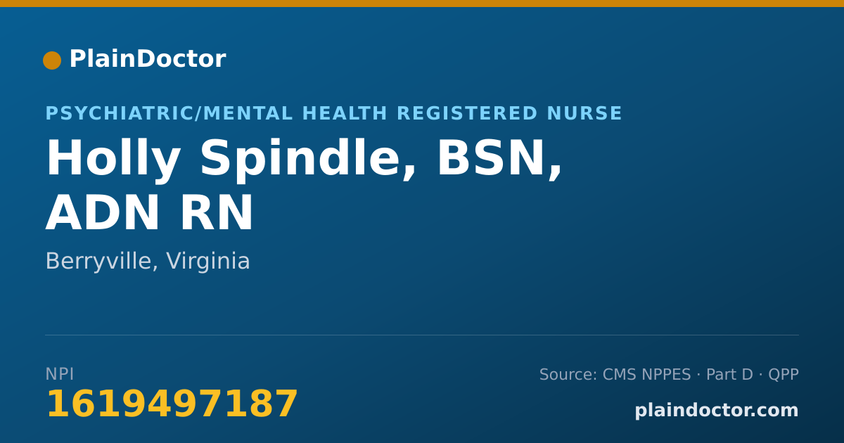 Shareable card for Holly Spindle, BSN, ADN RN - Psychiatric/Mental Health Registered Nurse, Berryville, VA
