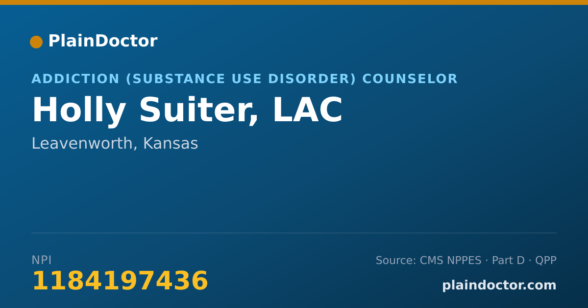 Shareable card for Holly Suiter, LAC - Addiction (Substance Use Disorder) Counselor, Leavenworth, KS