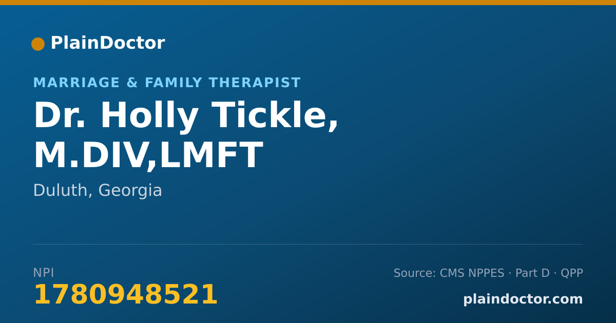 Shareable card for Holly Tickle, M.DIV,LMFT - Marriage & Family Therapist, Duluth, GA
