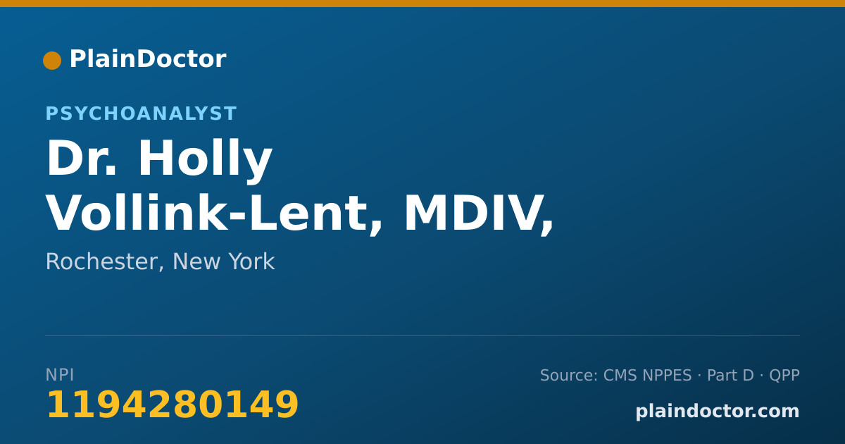 Shareable card for Holly Vollink-Lent, MDIV, NCPSYA, LP - Psychoanalyst, Rochester, NY
