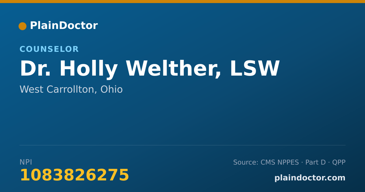 Shareable card for Holly Welther, LSW - Counselor, West Carrollton, OH
