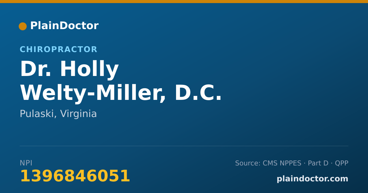 Shareable card for Holly Welty-Miller, D.C. - Chiropractor, Pulaski, VA
