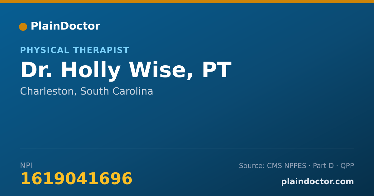 Shareable card for Holly Wise, PT - Physical Therapist, Charleston, SC