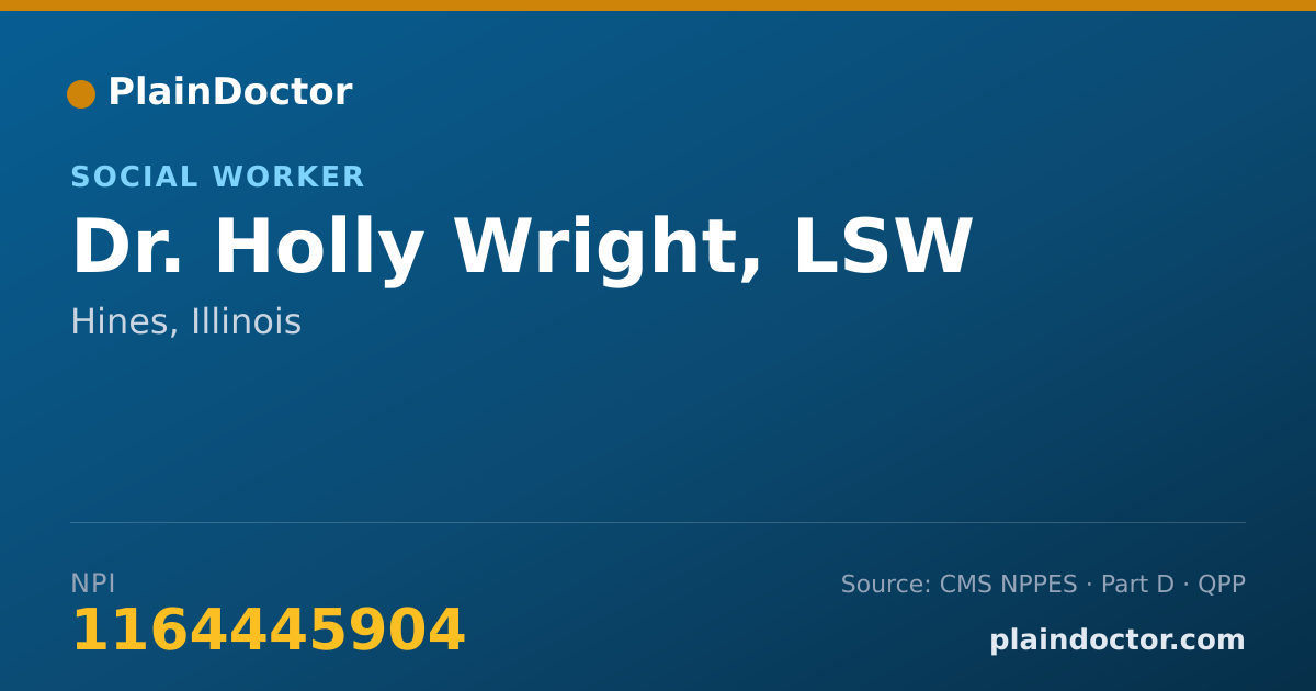 Shareable card for Holly Wright, LSW - Social Worker, Hines, IL
