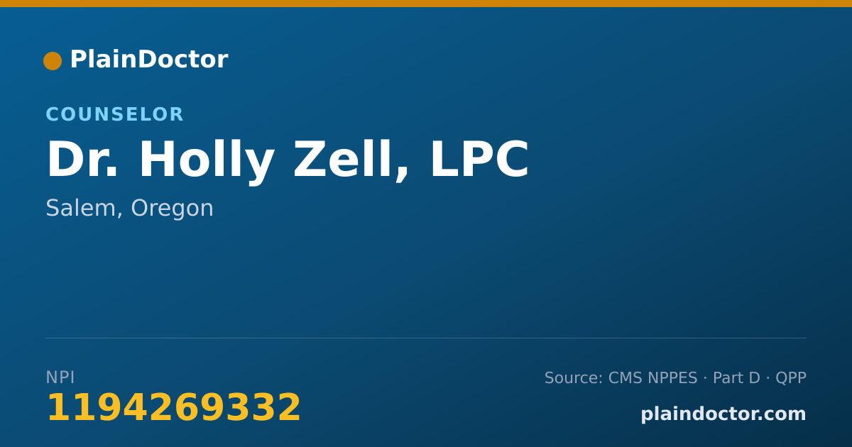 Shareable card for Holly Zell, LPC - Counselor, Salem, OR