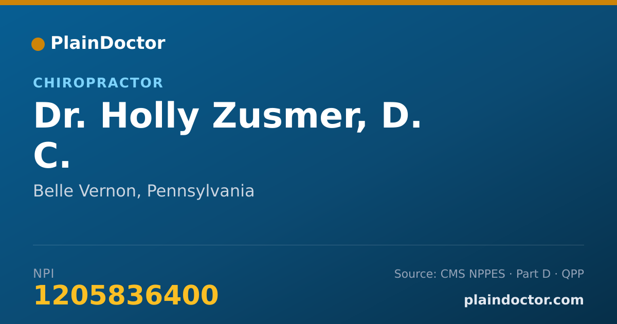 Shareable card for Holly Zusmer, D. C. - Chiropractor, Belle Vernon, PA
