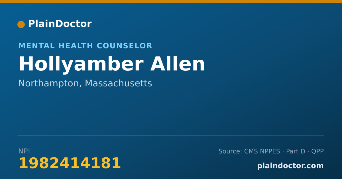 Shareable card for Hollyamber Allen - Mental Health Counselor, Northampton, MA
