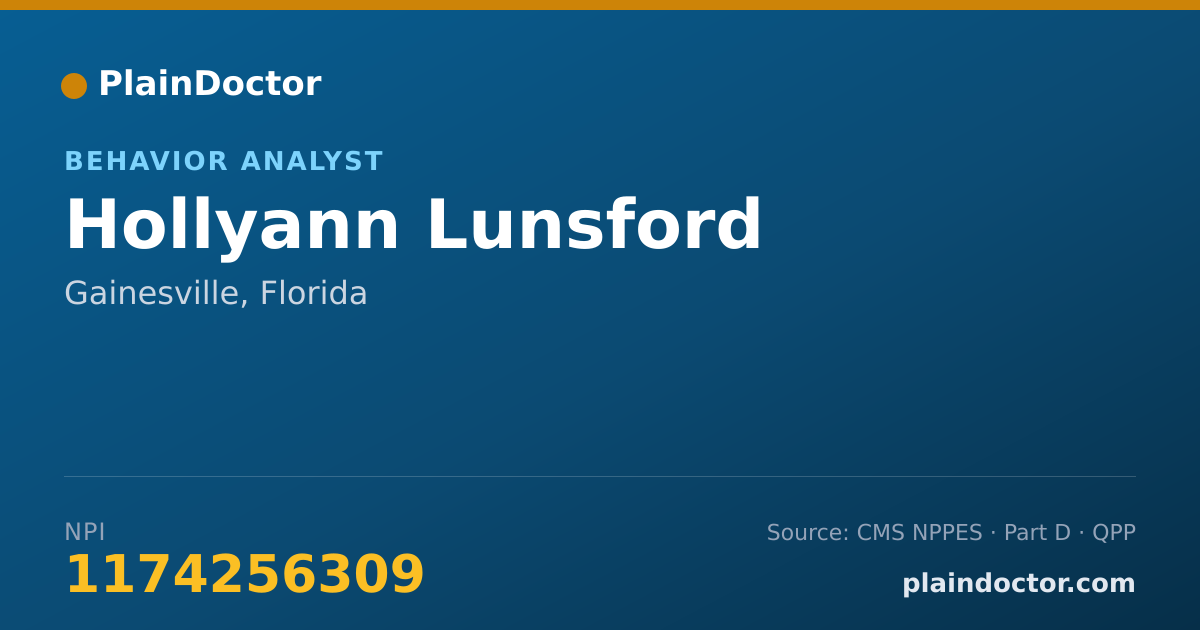 Shareable card for Hollyann Lunsford - Behavior Analyst, Gainesville, FL