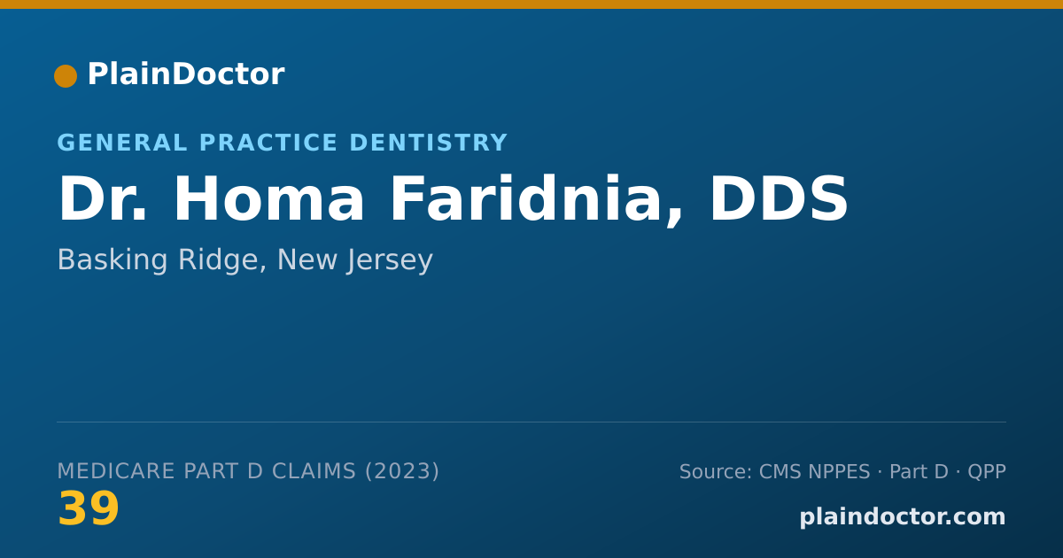 Shareable card for Homa Faridnia, DDS - General Practice Dentistry, Basking Ridge, NJ