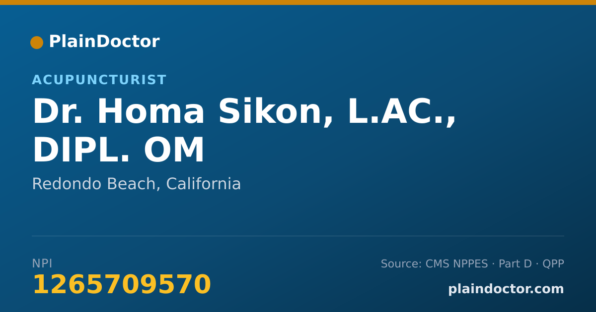 Shareable card for Homa Sikon, L.AC., DIPL. OM - Acupuncturist, Redondo Beach, CA