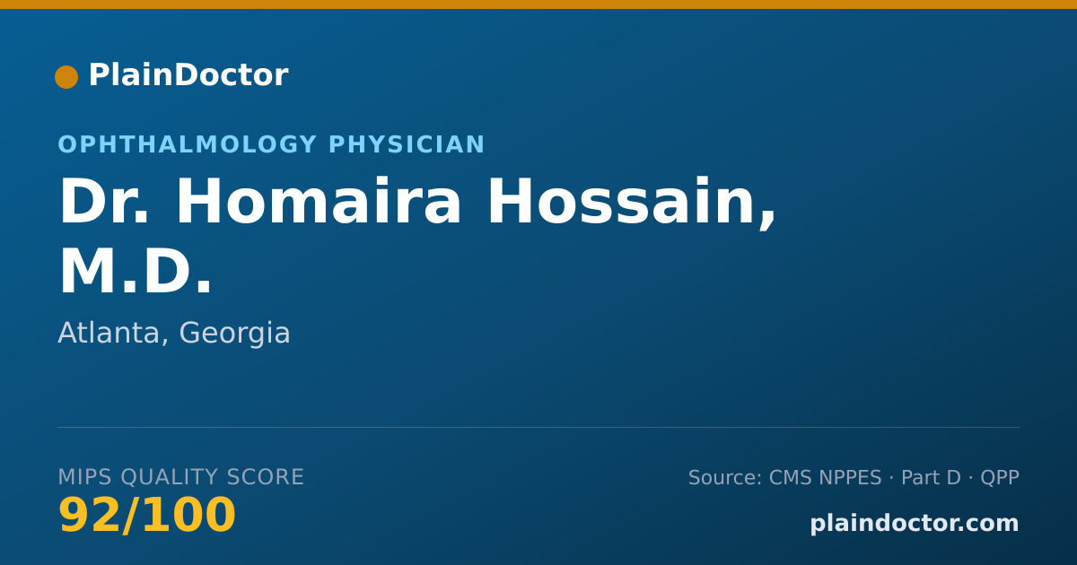Shareable card for Homaira Hossain, M.D. - Ophthalmology Physician, Atlanta, GA