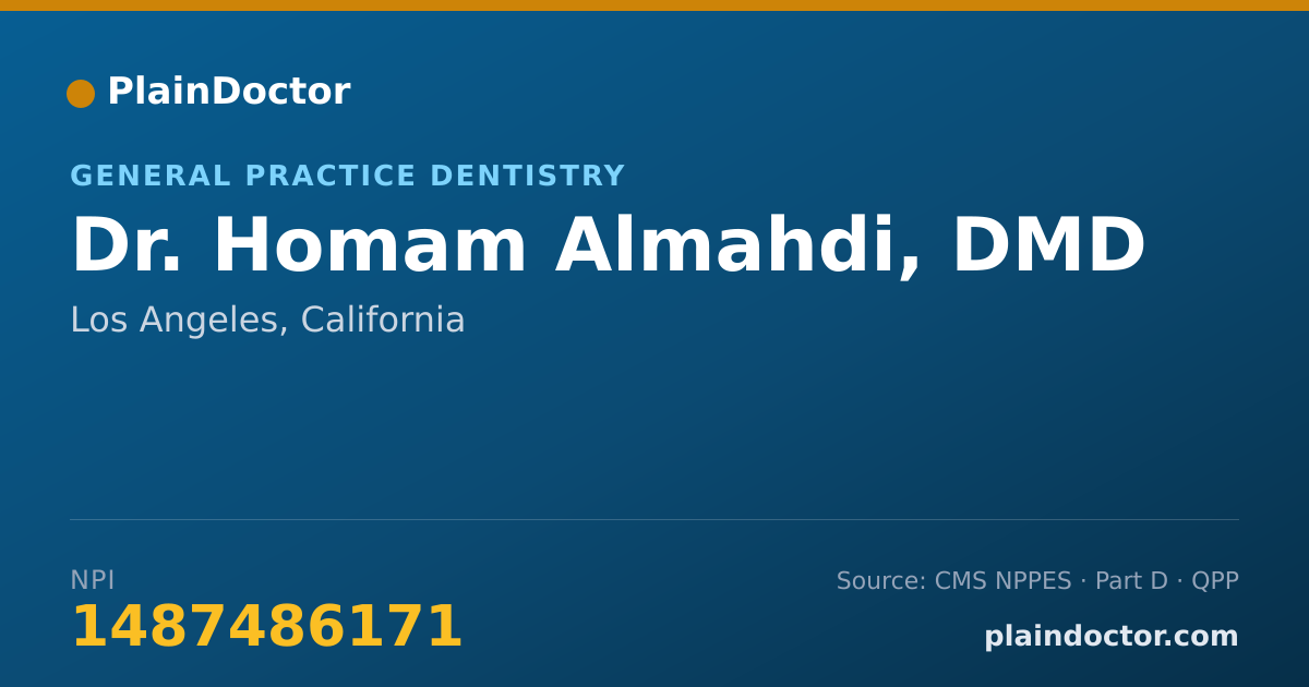 Shareable card for Homam Almahdi, DMD - General Practice Dentistry, Los Angeles, CA