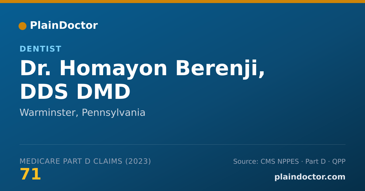 Shareable card for Homayon Berenji, DDS DMD - Dentist, Warminster, PA