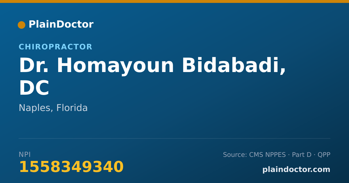 Shareable card for Homayoun Bidabadi, DC - Chiropractor, Naples, FL