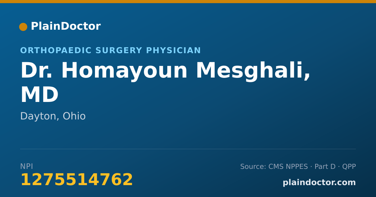 Shareable card for Homayoun Mesghali, MD - Orthopaedic Surgery Physician, Dayton, OH