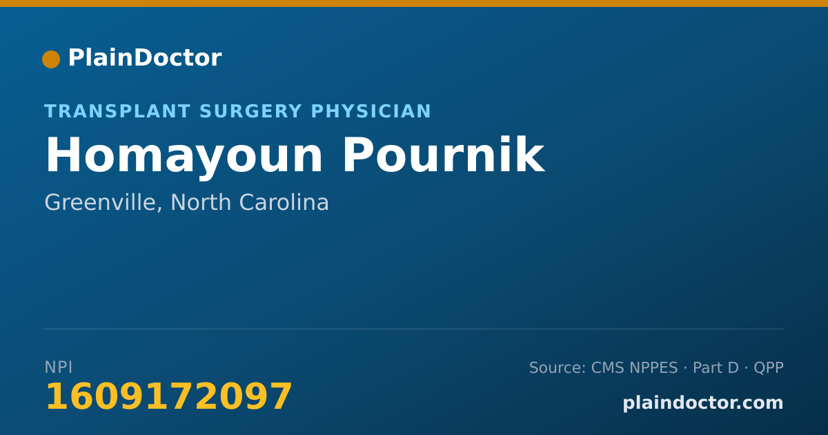 Shareable card for Homayoun Pournik - Transplant Surgery Physician, Greenville, NC