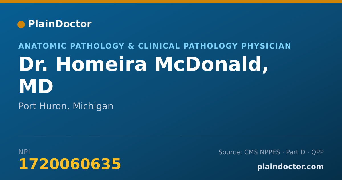 Shareable card for Homeira McDonald, MD - Anatomic Pathology & Clinical Pathology Physician, Port Huron, MI