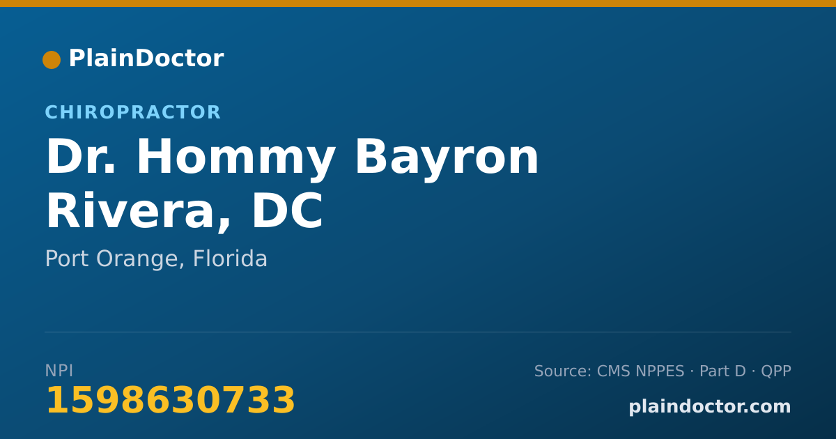 Shareable card for Hommy Bayron Rivera, DC - Chiropractor, Port Orange, FL