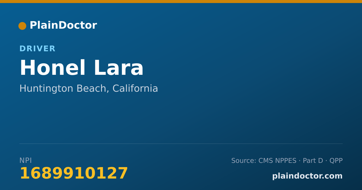 Shareable card for Honel Lara - Driver, Huntington Beach, CA